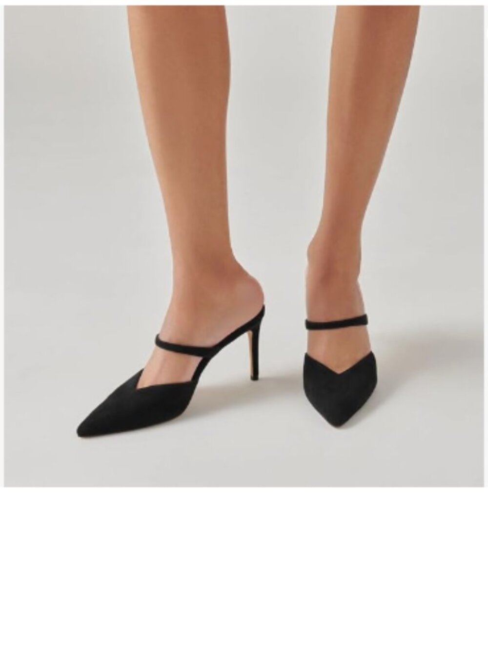 XYD Black Pointed Closed Toe Mules Single Strap Slip On High Heels Sandals